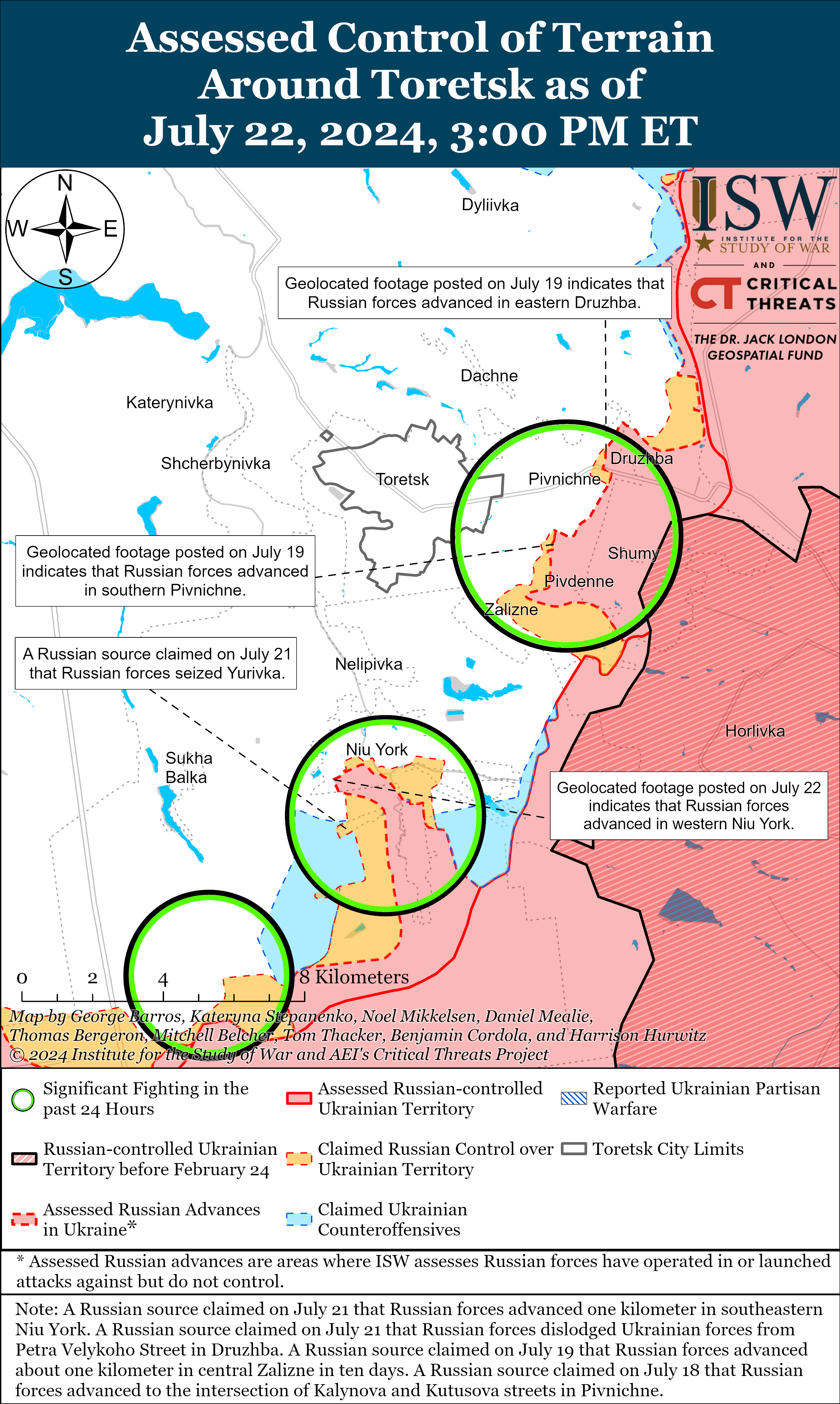 Ворог просунувся в Україні на кількох напрямках, має успіх у Нью-Йорку: карти ISW